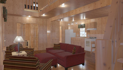 The ADK "Cedar Point" Family Cabin-20'x32' Plans - Adirondack Cabin Plans