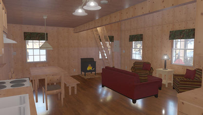 The ADK "Cedar Point" Family Cabin-20'x32' Plans - Adirondack Cabin Plans