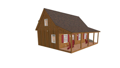 The ADK "Cedar Point" Family Cabin-20'x32' Plans - Adirondack Cabin Plans