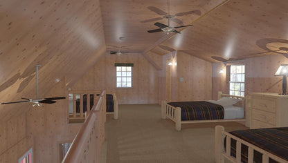 The ADK "Cedar Point" Family Cabin-20'x32' Plans - Adirondack Cabin Plans