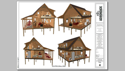 The ADK "Cedar Point" Family Cabin-20'x32' Plans Adirondack Cabin Plans