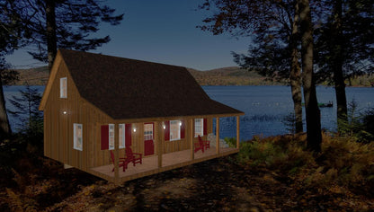 The ADK "Cedar Point" Family Cabin-20'x32' Plans - Adirondack Cabin Plans