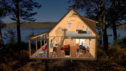 The ADK "Cedar Point" Family Cabin-20'x32' Plans - Adirondack Cabin Plans